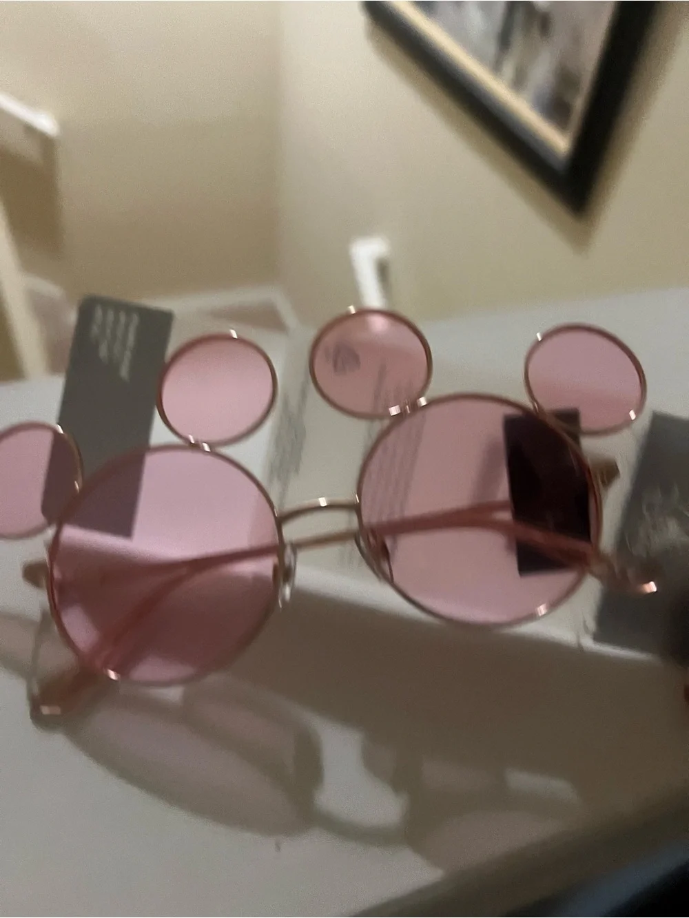 Disney Kids Pink Round Sunglasses with Ear Accents